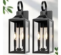 Yolsunes - Grande applique murale extérieure de 48,3 cm - Applique murale extérieure noire à fixation murale, lanterne d'extérieur de ferme à 2 lumières, luminaire moderne pour porche extérieur