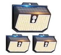 Yolsunes Lampe Solaire Exterieur avec Detecteur 3 Modes Lot de 3,3000K | Lampe Solaire Extérieur 120 LED Detecteur de Mouvement，IP65 Etanche Éclairage Extérieur Solaire pour Jardin Garage Patio