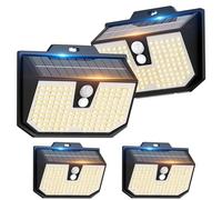 Yolsunes Lampe Solaire Exterieur avec Detecteur 3 Modes Lot de 4,3000K | Lampe Solaire Extérieur 120 LED Detecteur de Mouvement，IP65 Etanche Éclairage Extérieur Solaire pour Jardin Garage Patio