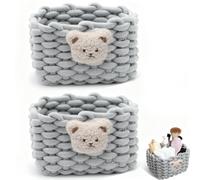 yolzhxe 2 Pce Panier Rangement Corde de Coton, Petit Panier Rangement Bébé | 20x15x13 cm Tissage Paniers de Décoration pour Chambre d'enfan, Salle de Bain, Chambre à Coucher, (Gris)
