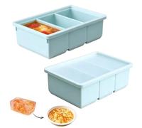 yolzhxe 2 Pièces Moules à Soupe en Silicone 3 Compartiments Chaque Cellule est 220 ml Bac a Glacons avec Couvercle, Multifonctionnel Moule a Soupe pour le Bouillon et les Gros Glaçons à Congeler