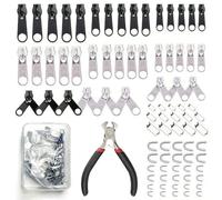 yolzhxe 85 Pièces Kit Réparation Fermeture Éclair, #3, 5, 8 Curseur Fermeture Eclair, Clipser avec Pince, Zipper Repair Kit pour Veste, Jeans, Sacs, Couture, Bricolage