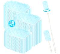 YOMKILU 42 Pièces Plumeau Poussiere Recharge Compatible avec Swiffer Plumeau Poussiere, 360° Plumeaux Poussiere avec 1 Perche Télescopique et 1 Poignée, Recharges Plumeaux pour Cheveux, Poussière