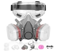 YOMKILU Masque de Protection Respiratoire Réutilisable, Masque Anti Poussiere avec 2 Filtres, 22 Coton Filtrant et 1 Lunettes de Protection, Masque Peinture pour Peinture, Travaux, Bricolage, Ponçage