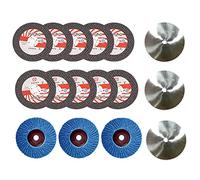 yomoe 16 PièCes 75X10Mm Angle Meule Ensemble Bois MéTal Disque de Coupe HSS Carbure Feuille de Polissage pour 12V Mini Meuleuse D'Angle