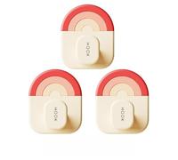 Yomotay Lot de 3 crochets adhésifs arc-en-ciel solides pour salle de bain et cuisine, sans perçage, pour clés, serviettes, élastiques à cheveux, sacs, etc., 4,5 x 5,5 cm (rose)