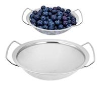Yonality 2 pcs Passoire de cuisine en acier inoxydable avec poignées, Passoires à Pâtes en Tamis Micro Perforée, ø20cm et 16cm Crépine à Mailles Fines Polie Brillante, pour pâtes, légumes, fruits, riz