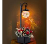 Yonaveil Lampadaire solaire avec pot de fleurs, poteau d'extérieur noir mat avec verre mosaïque, 2 en 1 étanche pour porche, porte d'entrée, terrasse
