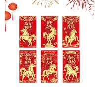 Yongany Enveloppe rouge cheval 2026, festival du printemps 2026, motifs de chevaux mignons | Nouvel An chinois Hong Bao, pour adultes, famille, amis, maman, papa,