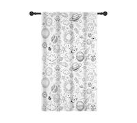 YONGFOTO 107x160cm Espace Rideaux avec Passe-Tringle Dessin Univers Planètes Fusées Filtrage de la lumière Onglet arrière Habillages de fenêtre pour Chambre de garçon Nursery
