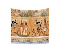 YONGFOTO 220x190cm L'Egypte ancienne Tapisserie, Dieux égyptiens Pharaons Tapisseries Couleur Noire Chien Oiseaux Bateau Sculptures Hiéroglyphiques Mythologie Tapisserie pour salon dortoir décor
