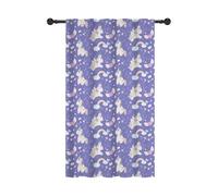 YONGFOTO Rideaux Licorne Arc-en-Ciel pour Chambre Fille, Violet Doux Nuages Sucette Conte De Fées Voilage Filtrant La Lumière avec Passe-Tringle pour Chambre Bébé Salon, 1 Panel, 140x229cm