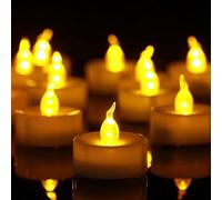 YONGHAOYANG Bougies chauffe-plat LED Lot de 100 (Piles CR2032 Incluses) Flamme Realiste, 200+ Heures, Sans Feu pour Mariage, Fetes, Maison, Jardin, Terrasse - Lumiere Jaune Chaude.