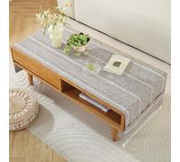 YongXinMY Nappe en coton et lin rectangulaire pour salon - simple pour meuble TV, nappe de table basse avec poches, couverture à franges avec pompons pour table de thé, salle à manger, réfrigérateur