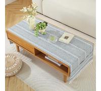 YongXinMY Nappe en coton et lin rectangulaire pour salon - Simple tapis pour meuble TV, nappe de table basse avec poches, couverture à franges avec pompons pour table de thé, salle à manger