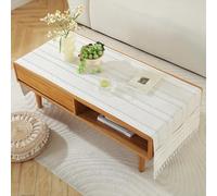 YongXinMY Nappe en coton et lin rectangulaire pour salon - Simple tapis pour meuble TV, nappe de table basse avec poches, couverture à franges avec pompons pour table de thé, salle à manger