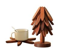 Yonuaret sous-Verre en Forme D Arbre - sous-Verre Décoratif en Sapin De Noël Résistant À La Chaleur en Bois | Protection Décorative Anti-Chaleur Plats | pour Maison Cuisine Restaurant Bol Comptoir