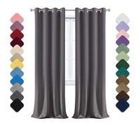 Yoosing Rideau Occultant Lot de 1 à Oeillets, Rideau Anti Chaleur, 120x220cm (LxH) Rideau de Fenetre, Rideau Opaque, Rideau Phonique, Rideau Enfant, pour Chambre Salon Balcon Gris Foncé
