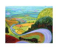 Yooyu David Hockney Garrowby Hill Paysage Affiche Toile Peinture Wall Art Prints Image pour Salon Moderne Home Decor 80x120cm(31x47in) avec Cadre