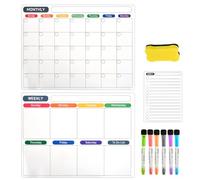 YOPEUC Calendrier Magnetique Organisateur Tableau Frigo,Planning Semaine Magnetique,Calendrier Tableau Blanc Menu Planning avec 6 Marqueurs et 1 Gomme,Planificateur Mensuel Effaçable 40 x 30cm