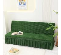 YOPOIY Housse de clic clac avec Jupe à Volants Stretch Housse de Canapé sans Accoudoir Tissu Jacquard Riche Texturé à Petits Carreaux Housse canape lit Lavable en Machine -vert-150-190cm