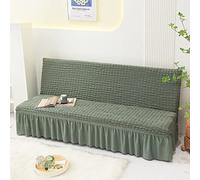 YOPOIY Housse de clic clac avec Jupe à Volants Stretch Housse de Canapé sans Accoudoir Tissu Jacquard Riche Texturé à Petits Carreaux Housse canape lit Lavable en Machine -Vert clair-120-145cm