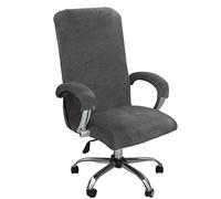 YOPOIY Velours Housse de Chaise de Bureau, Extensible Housse pour Chaise de Bureau épaisse Antidérapante Housse de Fauteuil de Bureau avec Housses de Fauteuil-Gris-Grand