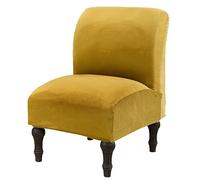 YOPOIY Velours Housse De Fauteuil sans Accoudoirs, Extensible Housse De Fauteuil sans Accoudoirs Amovible Antidérapant Housse pour Fauteuil Crapaud Housses De Protection De Meubles-Jaune-One Size