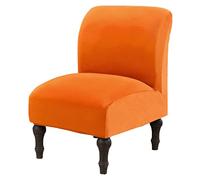 YOPOIY Velours Housse De Fauteuil sans Accoudoirs, Extensible Housse De Fauteuil sans Accoudoirs Amovible Antidérapant Housse pour Fauteuil Crapaud Housses De Protection De Meubles-Orange-One Size
