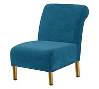 YOPOIY Velours Housse De Fauteuil sans Accoudoirs, Housse De Fauteuil sans Accoudoirs Extensible Amovible Housse pour Fauteuil Crapaud Housses De Protection pour Meubles-Bleu-One Size