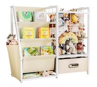 Yorbay Bibliothèque pour Enfants, Étagère à Jouets avec 3 Compartiments, Étagère pour Chambre d'enfant pour Ranger Livres d'Images et Jouets