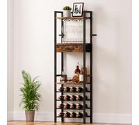 Yorbay Casier à Bouteilles pour 16 Bouteilles, Casier à Vin sur Pied à 4 Niveaux avec Porte-Verres et Tiroir, Etagere à Vin en Métal Vintage avec Étagères pour Bar, Cuisine, Salle à Manger, Sol