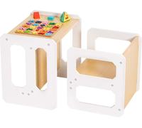 YORBAY Ensemble de sièges pour enfants Table pour enfants 2 en 1 avec banc , Ensemble de sièges pour enfants (bois,moyen)