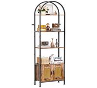 Yorbay Étagère à 5 niveaux en forme d'arc en bois de fer : bibliothèque avec structure métallique anti-basculement et pieds réglables - Étagère sur pied pour salon, bureau, salle de bain, chambre à