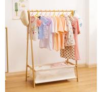 Yorbay Étagère à vêtements pour enfants Porte-manteau en bambou avec boîte de rangement pour chambre de bébé & jeune enfant, fille & garçon