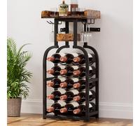 Yorbay Étagère à Vin 15 Bouteilles: Porte-Verres à 2 Rangées | Sur Pied en Forme de Bouteille avec Tiroir à Bouchons et Anti-Basculement - Support Décoratif pour Cuisine Bar Salle à Manger