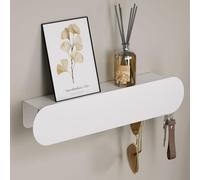 Yorbay Porte-clés moderne en métal avec étagère : crochets à clés pour le mur avec 6 crochets - Design minimaliste pour couloir et entrée (blanc)
