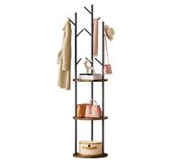 Yorbay Porte-manteaux en forme d'arbre, cadre en bois, cadre en métal, 9 crochets, 3 étagères, tringle à vêtements, porte-manteaux, porte-manteaux, en forme d'arbre, pour écharpes, vestes, sacs, pour