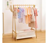 Yorbay Porte-vêtements pour enfants avec boîte de rangement, porte-habits, porte-vêtements pour enfants avec tringles de suspension, petit et pliable, en bambou