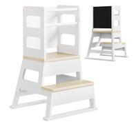 Yorbay Tour d'apprentissage pour enfants à partir de 1 an : tour d'apprentissage élégante avec tableau - Tour d'apprentissage Montessori massive pour enfants - Avec 2 marches et barre de sécurité