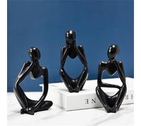YORISMAL Ensemble de 3 Pièces Mini Black Thinker, Ensemble de Statues Thinker, Décoration Abstraite Personnalisée pour Bureau, Salon, Bureau, Décoration d'Intérieur