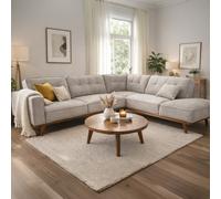 York canapé angle design en tissu gris 5-6 places