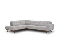 York canapé d'angle design en tissu gris 5-6 places