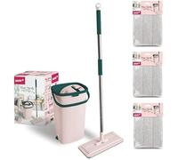 York Handy Balai Serpillière Plat avec Seau à Double Compartiment 6L Système d'Essorage Efficace et 3 Housses en Microfibre Absorbantes Kit de Nettoyage Sols Carrelage Parquet Maison et Bureau Gris