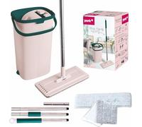 York Kit Serpillière Plate avec Seau et Essoreur Microfibre | Système de nettoyage humide et sec avec housses microfibre lavables, idéal pour carrelage, parquet et sols stratifiés