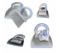 York Mini Set Pelle et Balayette de Table Ramasse-Miettes Compact Pratique Brosse Poils Denses pour Nappe Plan de Travail Clavier Camping Bureau Nettoyage Rapide Petit Balai Main Bleu Gris