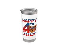 Yorkshire Terrier Dog American Flag Glasses 4th Of July Gobelet isotherme en acier inoxydable double paroi