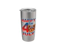 Yorkshire Terrier Dog American Flag Glasses 4th Of July Gobelet isotherme en acier inoxydable double paroi