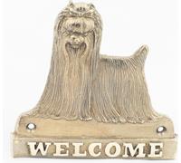 Yorkshire Terrier - plaque de porte avec chien, plaque de bienvenue en laiton, plaque exceptionnelle avec l'inscription « Welcome » de la marque Art-Dog