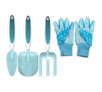 YOSADIER Ensemble D'outils de Jardinage à Main pour Ameublir Le Sol Bleu Comprenant Râteau et Truelle en Fer et PP et Creuser Les Jardins et Potagers